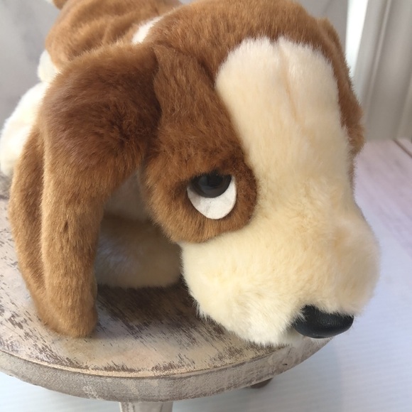 NWT Vintage TY Beanie Buddy 14" Tracker the Bassett Hound Tan Cream Adorable - Picture 12 of 12